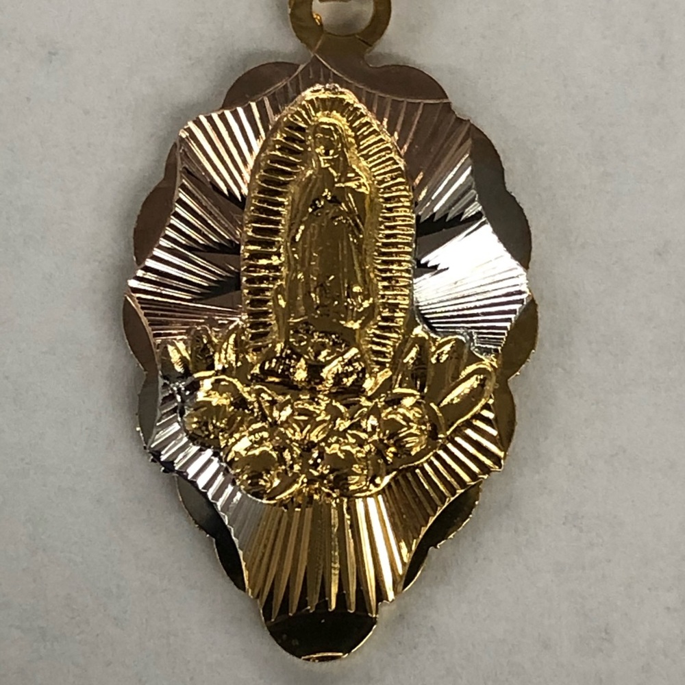 Virgin Mary Flower Leaf Shape Pendant Necklace